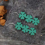 Lucky Clover Wooden Dangle Earrings - Trendsi - Flyclothing LLC