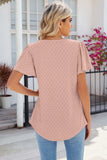 Eyelet Square Neck Flutter Sleeve Blouse - Trendsi - Flyclothing LLC