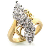 Alamode Gold+Rhodium Brass Ring with AAA Grade CZ in Clear - Alamode