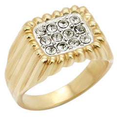 Alamode Gold+Rhodium Brass Ring with Top Grade Crystal in Clear - Flyclothing LLC