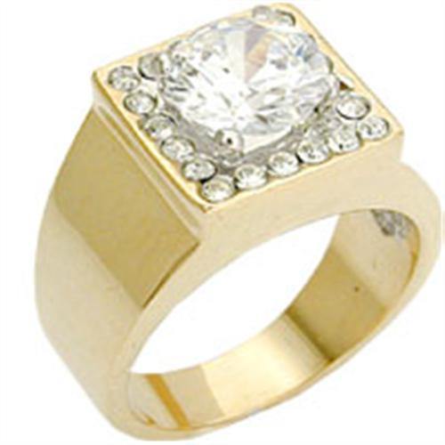 Alamode Gold+Rhodium Brass Ring with AAA Grade CZ in Clear - Alamode