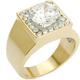 Alamode Gold+Rhodium Brass Ring with AAA Grade CZ in Clear - Alamode