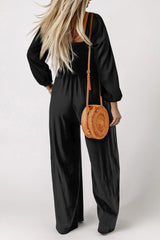 Square Neck Raglan Sleeve Jumpsuit with Pocket - Trendsi - Flyclothing LLC