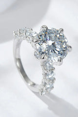 3-Carat Moissanite Platinum-Plated Side Stone Ring - Trendsi - Flyclothing LLC