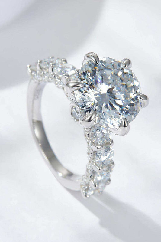3-Carat Moissanite Platinum-Plated Side Stone Ring - Trendsi - Flyclothing LLC