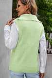 Quarter-Zip Ribbed Sweater Vest - Trendsi