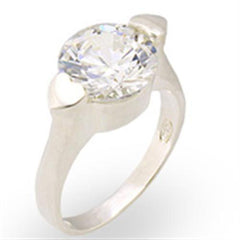 Alamode High-Polished 925 Sterling Silver Ring with AAA Grade CZ in Clear - Flyclothing LLC
