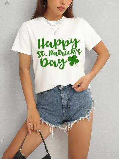 HAPPY ST. PATRICK'S DAY Short Sleeve T-Shirt - Trendsi - Flyclothing LLC