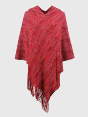 Fringe Hem Hooded Poncho - Trendsi