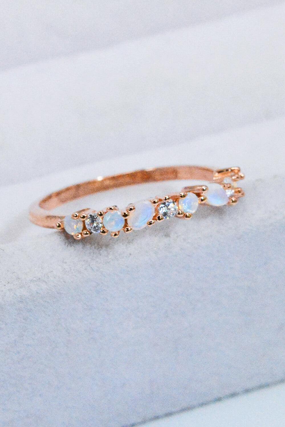 Moonstone and Zircon Decor Ring - Trendsi