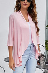 Open Front Ruffle Trim Cardigan - Trendsi - Flyclothing LLC