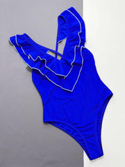 Ruffled Crisscross Backless One-Piece Swimsuit - Trendsi