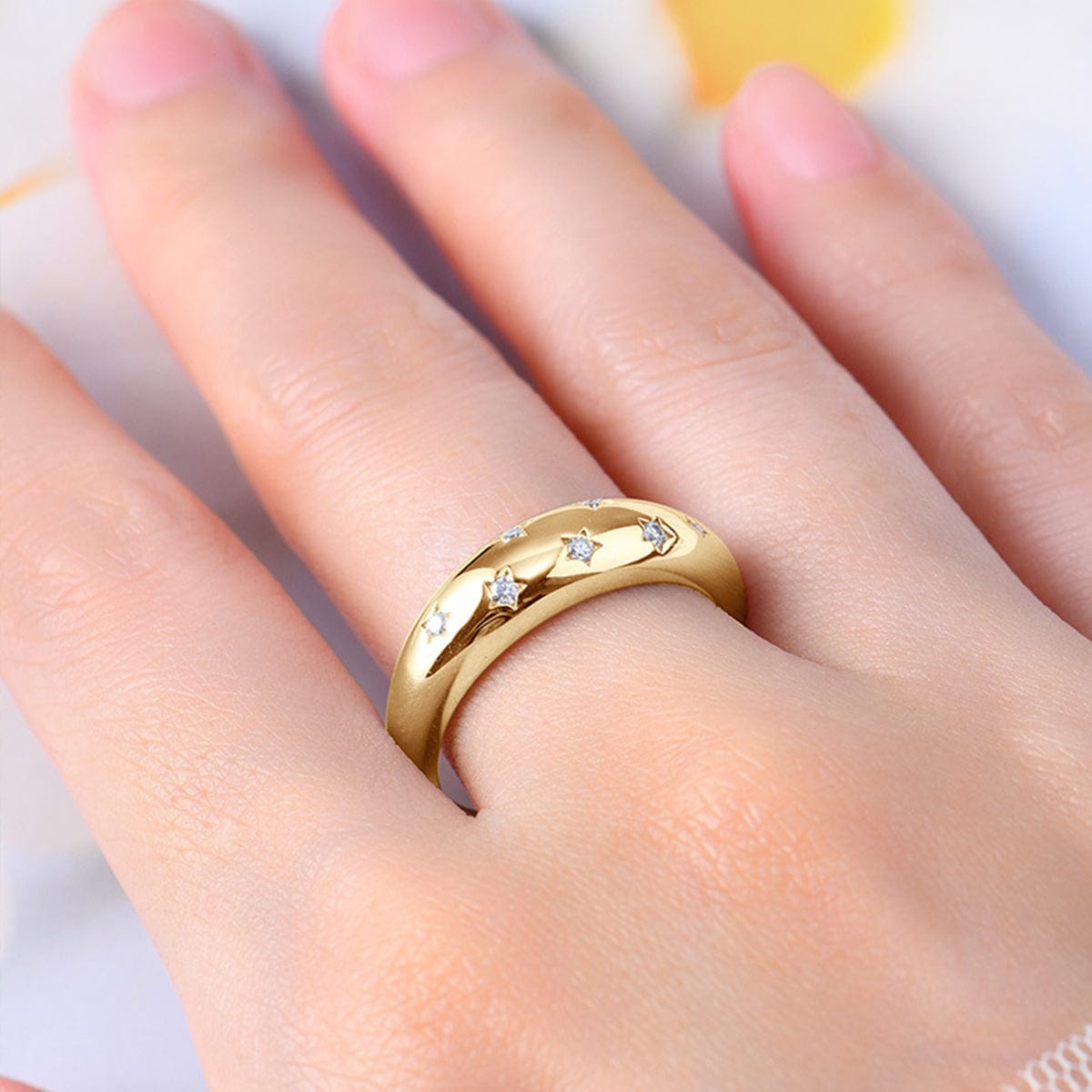 925 Sterling Silver Inlaid Moissanite Star Ring - Trendsi