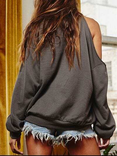 Distressed Round Neck Long Sleeve T-Shirt - Trendsi - Flyclothing LLC