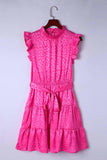 Leopard Tie Belt Tiered Dress - Trendsi
