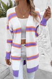 Striped Dropped Shoulder Cardigan - Trendsi - Flyclothing LLC