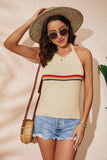 Rainbow Stripe Halter Neck Knit Tank - Trendsi - Flyclothing LLC