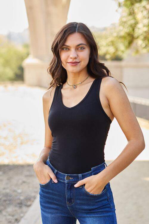 Zenana Racerback Tank Bodysuit - Trendsi - Flyclothing LLC
