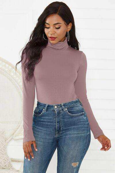 Turtleneck Long Sleeve Bodysuit - Trendsi - Flyclothing LLC