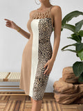 Leopard Color Block Cutout Sleeveless Knee-Length Dress - Trendsi - Flyclothing LLC
