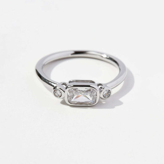 925 Sterling Silver Geometric Zircon Ring - Trendsi - Flyclothing LLC