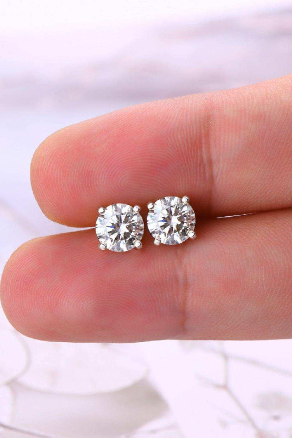2 Carat Moissanite 925 Sterling Silver Stud Earrings - Trendsi - Flyclothing LLC