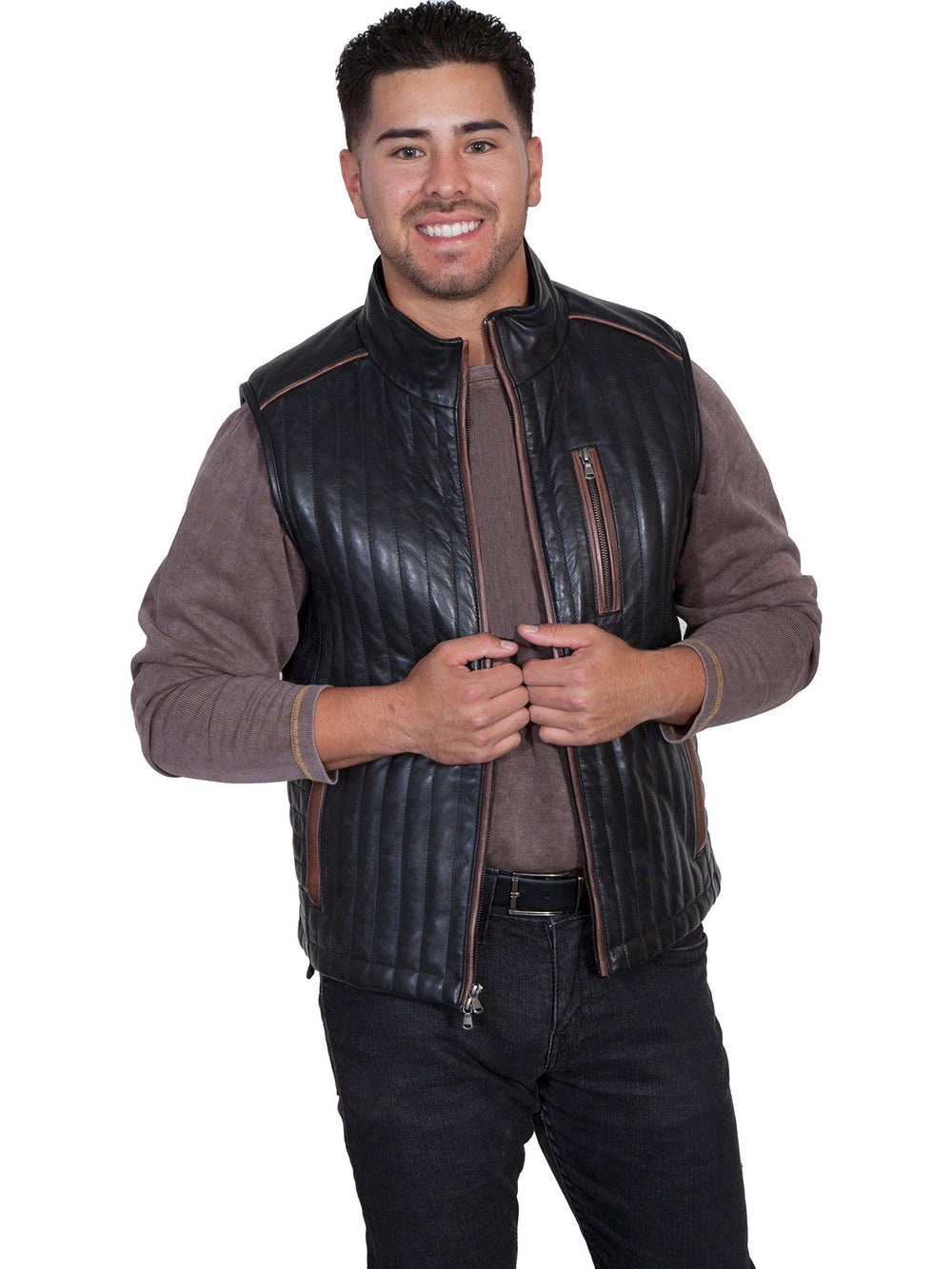 Scully BLACK ITALIAN LAMB MEN'S VEST - Scully Leather