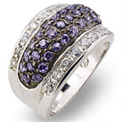 Alamode Rhodium + Ruthenium 925 Sterling Silver Ring with AAA Grade CZ in Amethyst - Flyclothing LLC