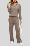 Ribbed Long Sleeve Top and Pocketed Pants Set - Trendsi