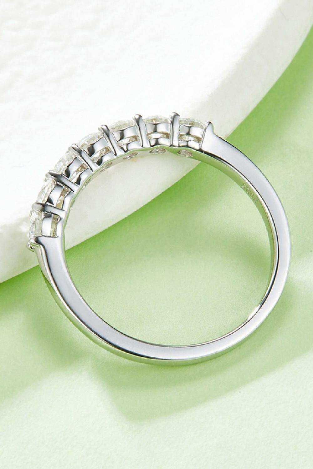Moissanite Platinum-Plated Half-Eternity Ring - Trendsi - Flyclothing LLC