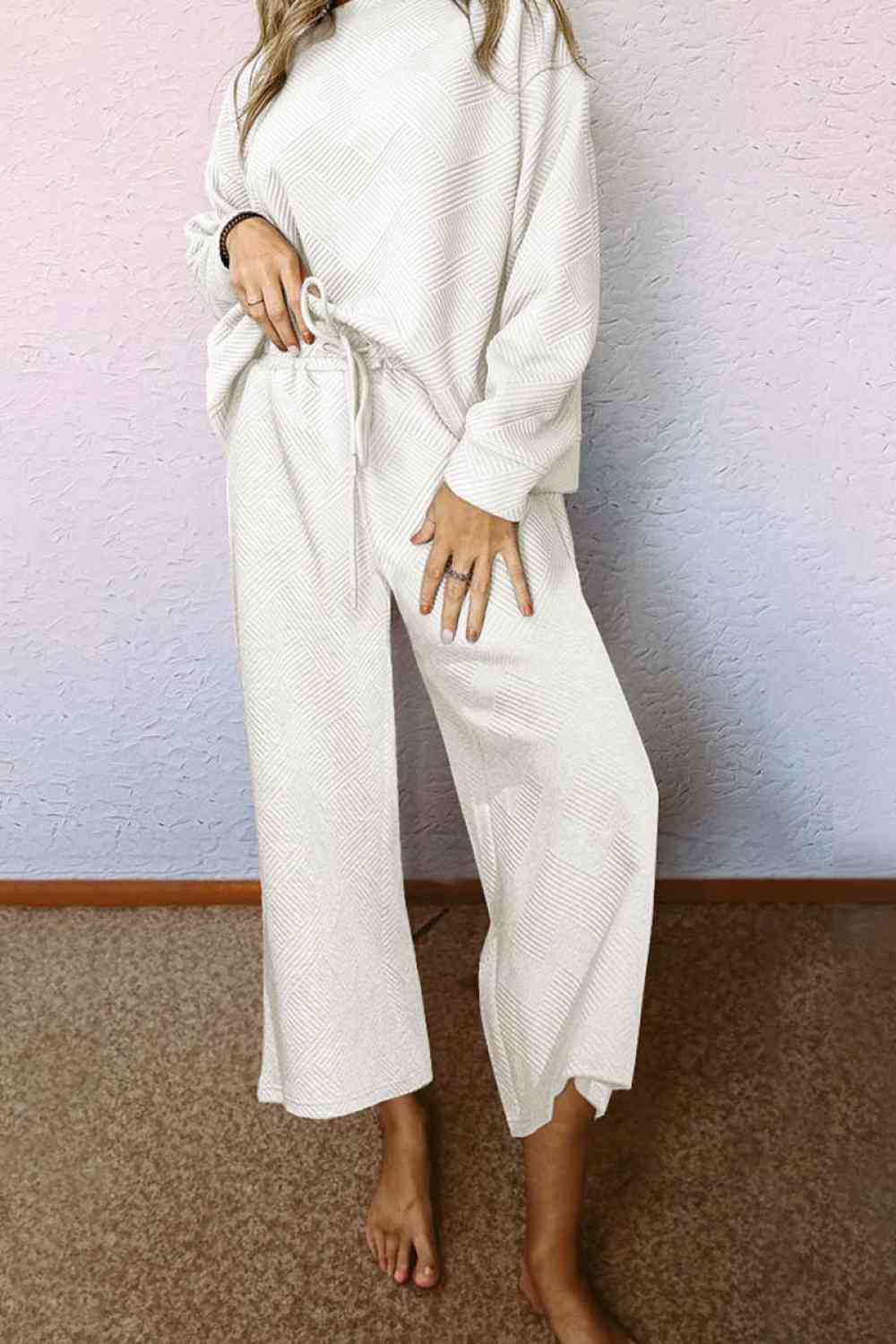 Dropped Shoulder Top and Pants Set - Trendsi - Flyclothing LLC