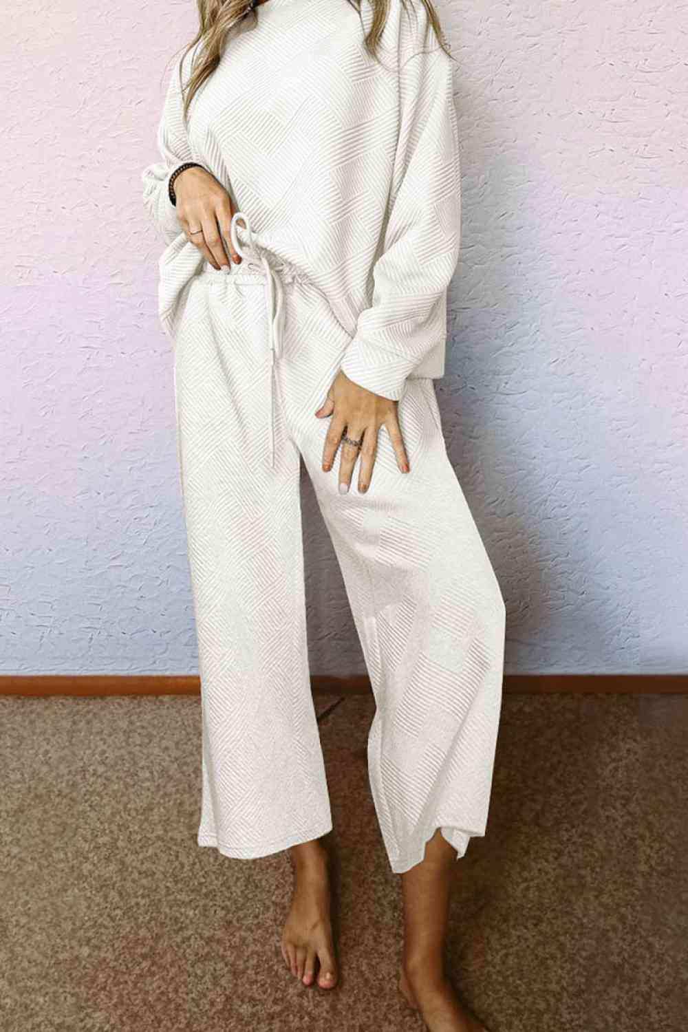 Dropped Shoulder Top and Pants Set - Trendsi - Flyclothing LLC