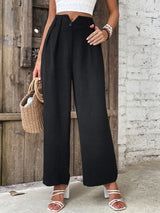 Ruched High Waist Straight Leg Pants - Trendsi - Flyclothing LLC
