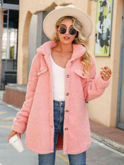 Button Down Collared Coat - Trendsi