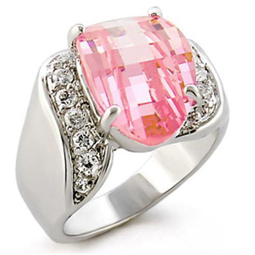 Alamode High-Polished 925 Sterling Silver Ring with AAA Grade CZ in Rose - Alamode