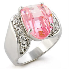Alamode High-Polished 925 Sterling Silver Ring with AAA Grade CZ in Rose - Flyclothing LLC