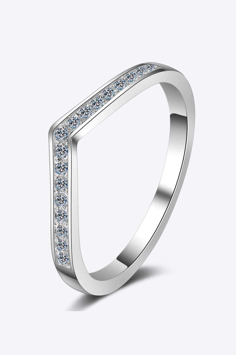 Minimalist Moissanite Rhodium-Plated Ring - Trendsi - Flyclothing LLC