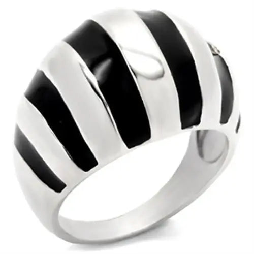 Alamode High-Polished 925 Sterling Silver Ring with Epoxy in Jet - Alamode - Flyclothing LLC