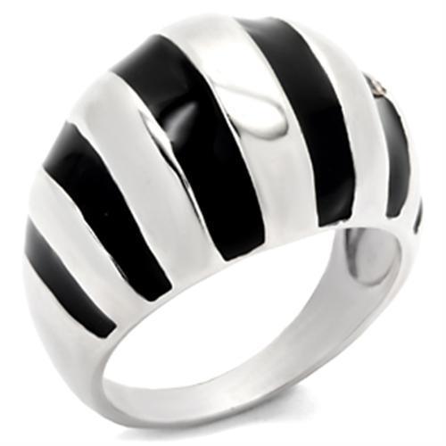 Alamode High-Polished 925 Sterling Silver Ring with Epoxy in Jet - Flyclothing LLC