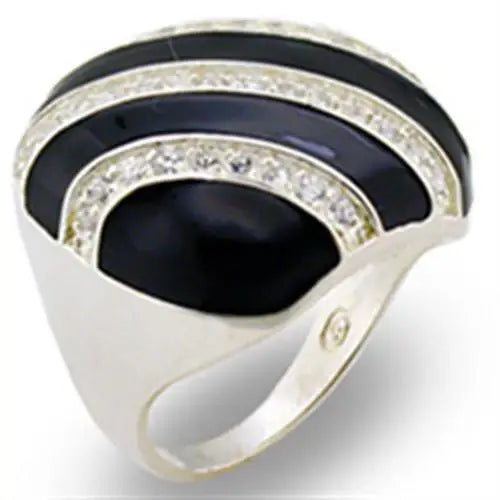 Alamode High-Polished 925 Sterling Silver Ring with AAA Grade CZ in Clear - Alamode - Flyclothing LLC