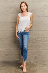 Lace Detail Square Neck Tank Top - Trendsi - Flyclothing LLC