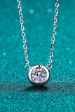 Moissanite Round Pendant Chain Necklace - Trendsi