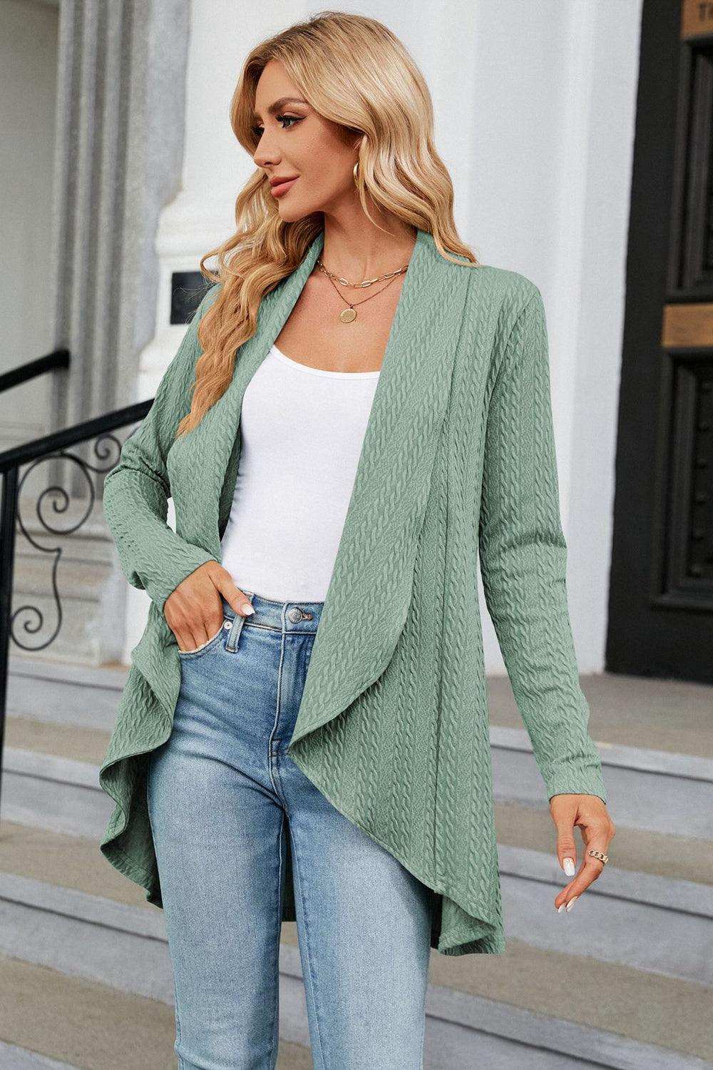 Open Front Long Sleeve Cardigan - Trendsi - Flyclothing LLC