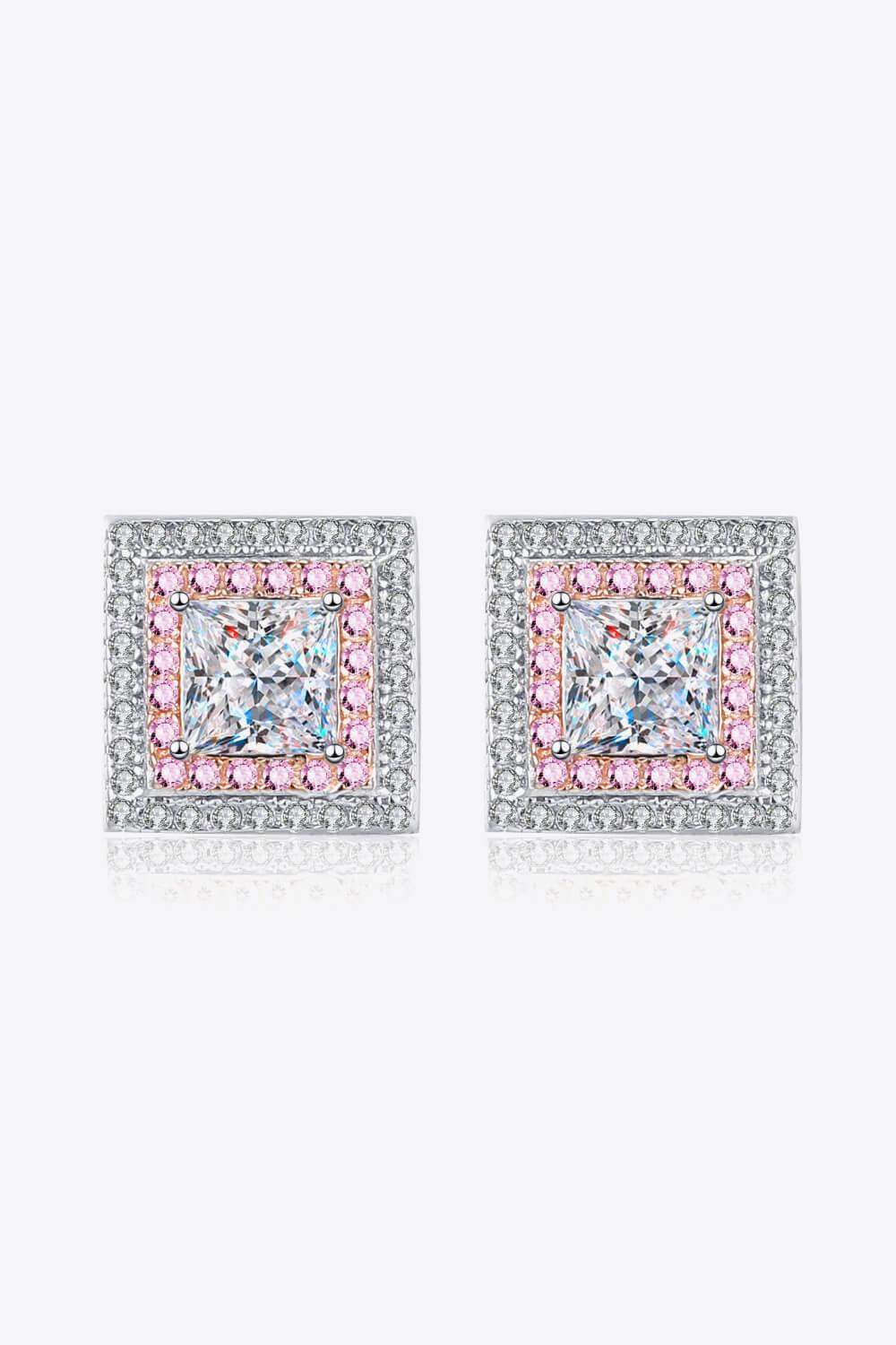 Moissanite Square Stud Earrings - Trendsi - Flyclothing LLC