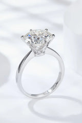 Platinum-Plated 5 Carat Moissanite Solitaire Ring - Trendsi - Flyclothing LLC
