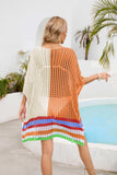 Contrast Scoop Neck Openwork Half Sleeve Cover Up - Trendsi - Flyclothing LLC