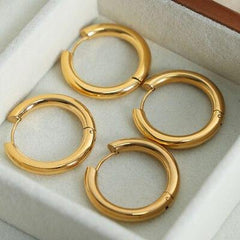 18K Gold-Plated Huggie Earrings - Trendsi