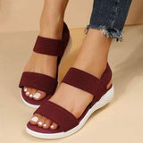 Rubber Open Toe Low Heel Sandals - Trendsi - Flyclothing LLC