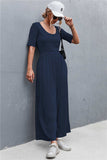 Scoop Neck Half Sleeve Wide Leg Jumpsuit - Trendsi - Flyclothing LLC