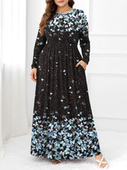 Plus Size Round Neck Maxi Dress with Pockets - Trendsi